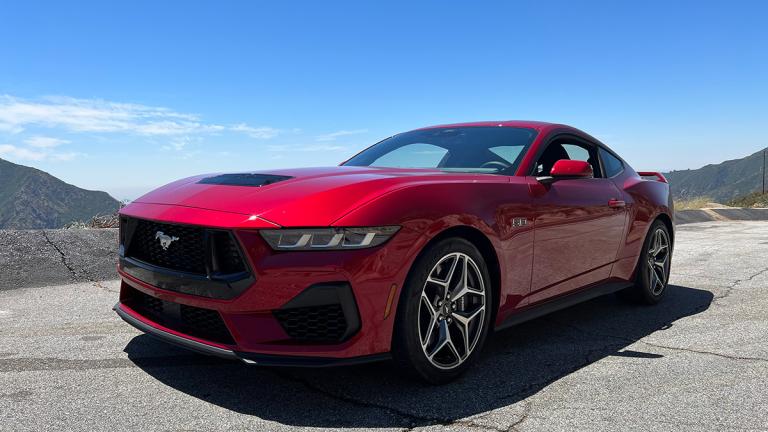 2024 Ford Mustang GT in red.